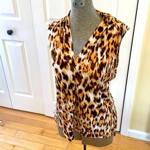 Calvin Klein Suit collection v neck animal print sleeveless top